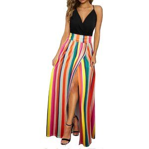NEWSHOWS Maxi Dress Size {L} V-Neck/ Spaghetti Straps Sleeveless/Side Slit Boho